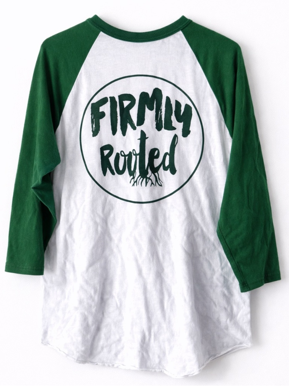 Augusta Sportswear Green White Raglan Baseball Tee M 3/4 Sleeve Graphic